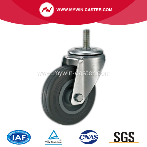 3 Inch Threaded Stem Swivel Gray Rubber PP Core Caster Wheel